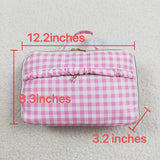 preorder High quality pink plaid print lunch box 12.2*8.3*3.2 inches