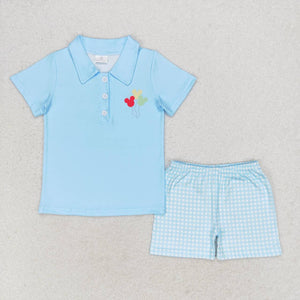 Aqua mouse balloon polo shirt shorts boys summer clothes