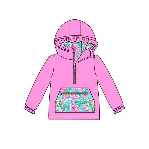 moq 3 custom style FLORAL pink pullover