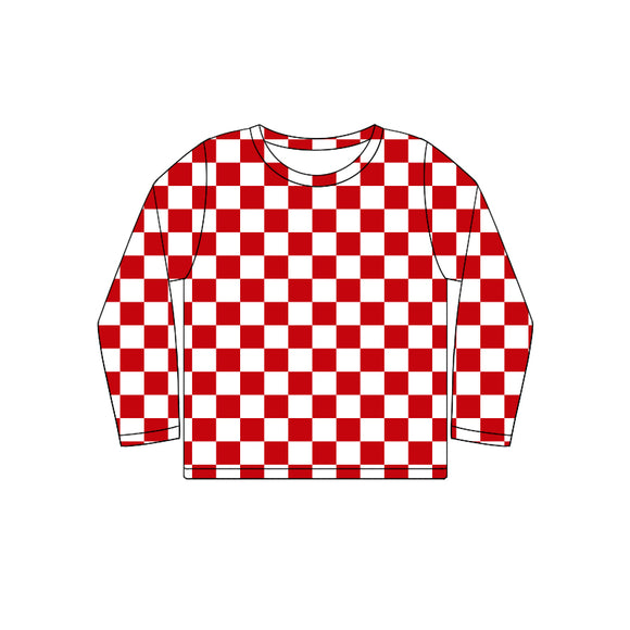 MOQ 3 custom style Red and white check adult  top