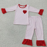 Matching Valentine's dayd embroidered  boys and girls pajamas