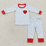 Matching Valentine's dayd embroidered  boys and girls pajamas