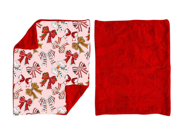 USA warehouse BL0203 Christmas Bow baby blanket