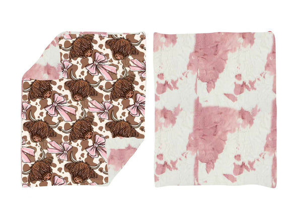 USA warehouse BL0204 western skull cow bow  baby blanket