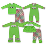 Christmas  embroidery cartoon green kids outfits