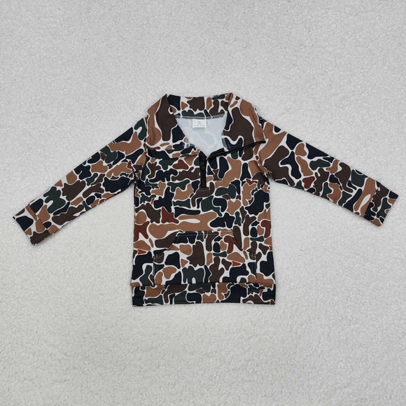 BT1038 long sleeve camo milk silk kids zipper pullover