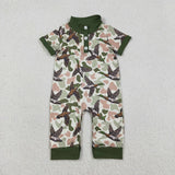 Matching Baby boys camo button long sleeve romper
