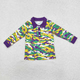 Matching Baby boys Mardi Gras button short sleeves shirt  tops
