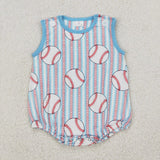 Matching Baby boys baseball blue outfits romper
