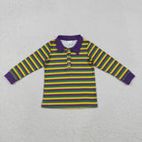 Matching Baby boys Mardi Gras button short sleeves shirt  tops