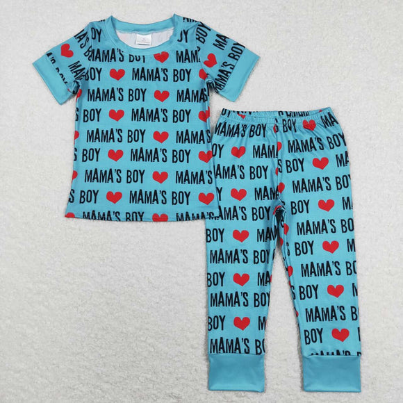 BSPO0168--MAMA`S BOY blue short-sleeved trousers suit