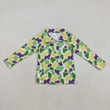 Matching Baby boys Mardi Gras button short sleeves shirt  tops