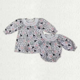 Matching Baby girls happy new year romper outfits clothing embroider