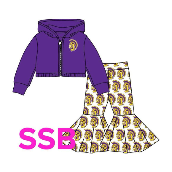 MOQ 3 custom style summer Trojan milk silk 2 PIECE girls set