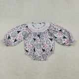 Matching Baby girls happy new year romper outfits clothing embroider