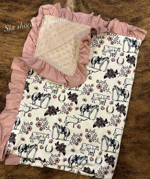 custom style moq 10  western horse pink blanket