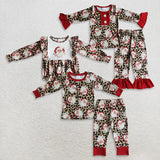 Matching Baby girls boys Christmas Santa leopard long sleeve  clothing