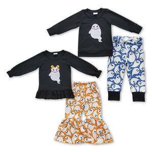 Halloween embroidery ghost boys and girls outfits