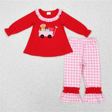 Matching Girls boys puppy long sleeve Valentine's  bummies outfits embroidery