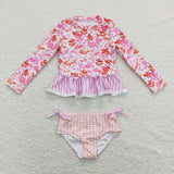 S0166-- pink floral swimsuit