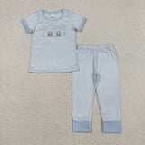 Matching Girls boys Easter bunny blanket pajamas embroidery