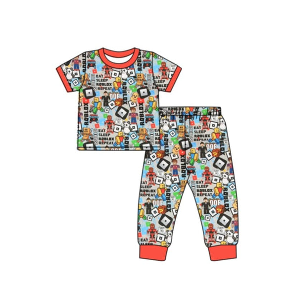 moq 3 custom style cartoon car boy  pajamas