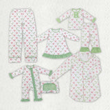 Christmas bow green adult and kids pajamas