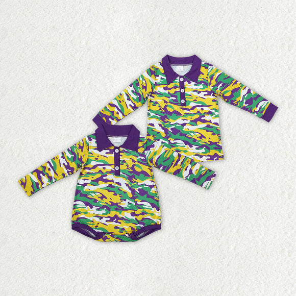 Matching Baby boys top romper Mardi Gras clothing