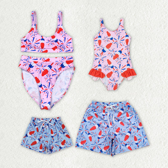 Family Matching Adult Baby girls 4th of July swimwear