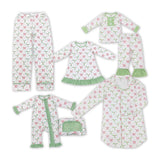 Christmas bow green adult and kids pajamas