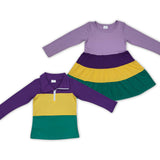 Matching Mardi Gras purple yellow green cotton clothing