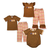 Thanksgiving day embroidery turkey kids clothing