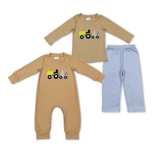 embroidery hunting dog kids clothing