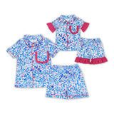 floral tie-dye kids and adult summer pajamas