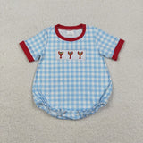 Matching Baby girls boys Mardi Gras lobster outfits short sleeves embroidery