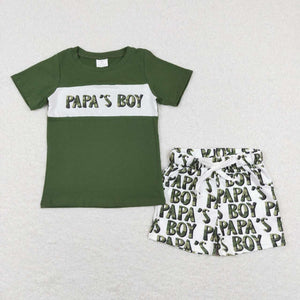 BSSO0512-- green short sleeve boy outfits