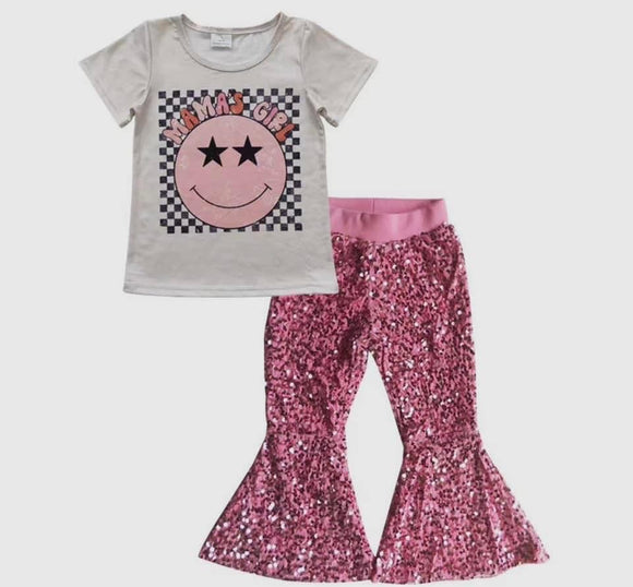mama's girl top and pink sequins pants girls clothing