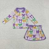 Matching Girls Mardi Gras long-sleeved  long sleeve zipper outfits