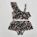 Family Matching Adult Baby girls boys brown cam swimsuit