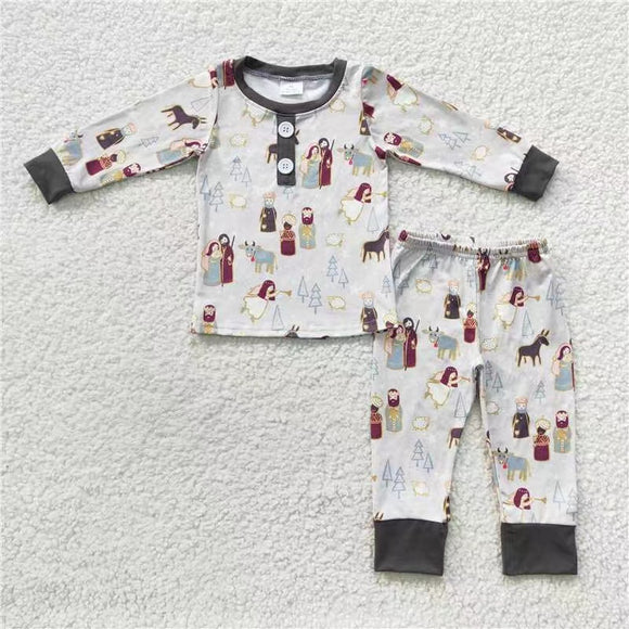 BLP0235--long sleeve Jesus boy pajamas  clothing