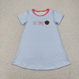 Matching Baby girls summer embroidery baseball stripe outfits
