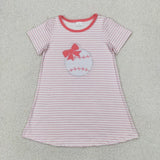 Matching Baby girls summer embroidery baseball stripe outfits