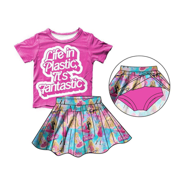 custom style  MOQ 3 cartoon pink girl outfits