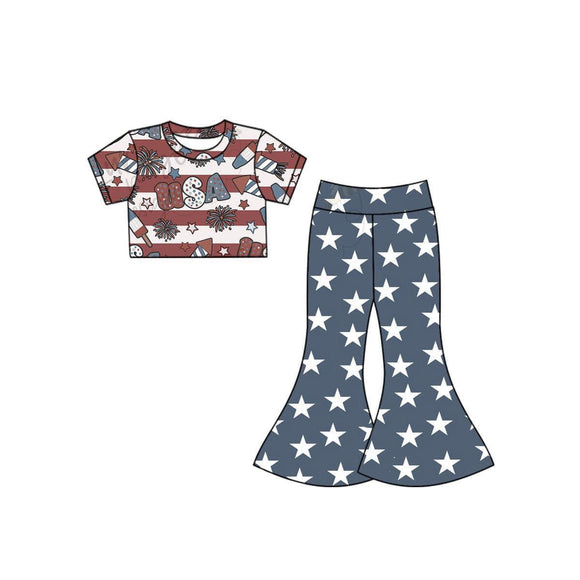 custom style  MOQ 3 4th of July girl outfits