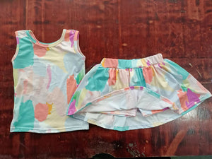 deadline May 23 Sleeveless tie dye top skirt girls summer clothes