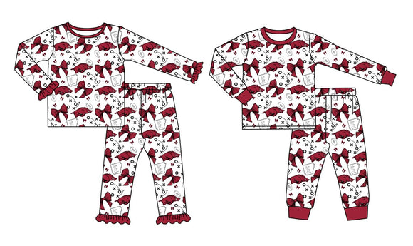 custom style moq 3 boy and moq 3 girls  Arkansas boys and girls pajamas