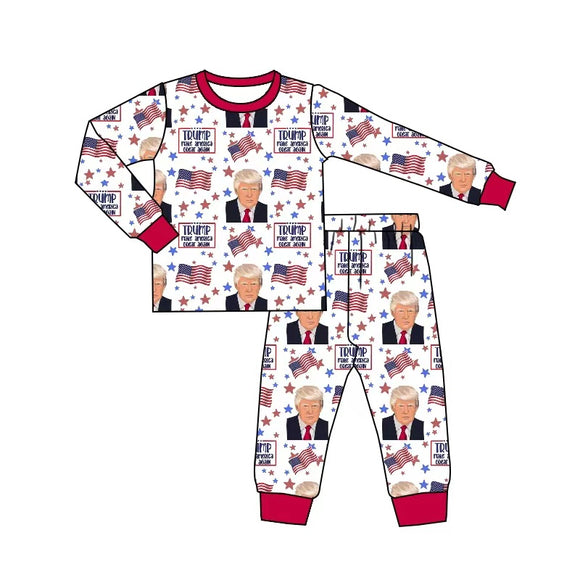 moq 3 custom style trump 2pc set girls pajamas