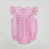 SR2215  baby smocked Easter bubby pink plaid bubble