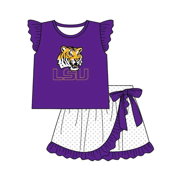 MOQ 3 custom style LSU Tigers girls set