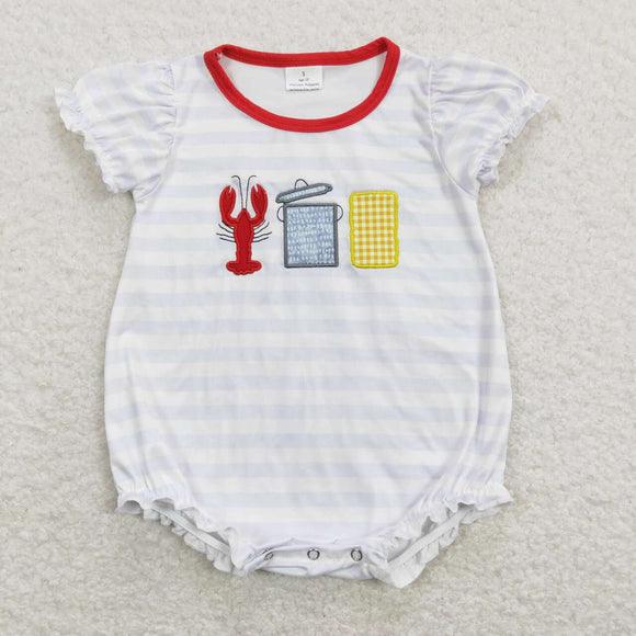 SR0743--  caryfish stripe embroidery girls bubble